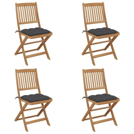 4 pcs folding garden chairs and solid acacia wood cushions by vidaXL, Garden chairs - Ref: Foro24-3064686, Price: 209,08 €, D...