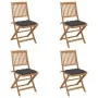 4 pcs folding garden chairs and solid acacia wood cushions by vidaXL, Garden chairs - Ref: Foro24-3064686, Price: 209,08 €, D...