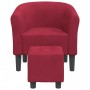 Sillón con taburete terciopelo rojo tinto de , Sillones - Ref: Foro24-356455, Precio: 165,21 €, Descuento: %