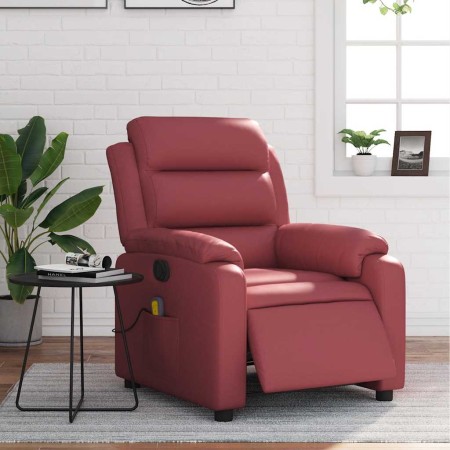Sillón masaje reclinable eléctrico cuero sintético rojo tinto de , Sillones - Ref: Foro24-3205039, Precio: 294,54 €, Descuent...