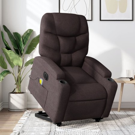 Sillón masaje eléctrico reclinable elevable tela marrón oscuro de , Sillones - Ref: Foro24-3204637, Precio: 327,84 €, Descuen...