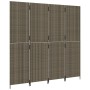 Biombo de 4 paneles ratán sintético gris de , Divisores de ambientes - Ref: Foro24-365346, Precio: 186,41 €, Descuento: %