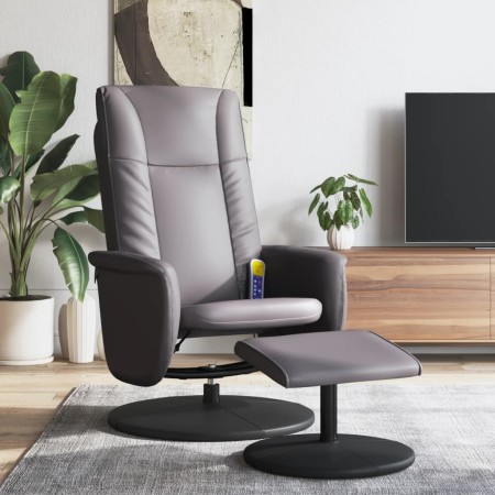 Sillón de masaje reclinable con reposapiés cuero sintético gris de , Sillones - Ref: Foro24-356519, Precio: 181,09 €, Descuen...