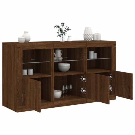 Aparador con luces LED marrón roble 123x37x67 cm de , Aparadores - Ref: Foro24-3209064, Precio: 157,02 €, Descuento: %