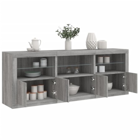 Aparador con luces LED gris Sonoma 181,5x37x67 cm de , Aparadores - Ref: Foro24-3209007, Precio: 253,13 €, Descuento: %