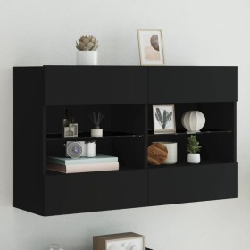Mueble de TV de pared con luces LED negro 98,5x30x60,5 cm de , Muebles TV - Ref: Foro24-837107, Precio: 103,46 €, Descuento: %
