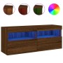Mueble de TV de pared con luces LED roble marrón 100x30x40 cm de , Muebles TV - Ref: Foro24-837217, Precio: 64,26 €, Descuent...