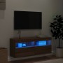 Mueble de TV de pared con luces LED roble marrón 100x30x40 cm de , Muebles TV - Ref: Foro24-837217, Precio: 64,26 €, Descuent...