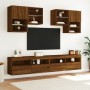 Mueble de TV de pared con luces LED roble marrón 100x30x40 cm de , Muebles TV - Ref: Foro24-837217, Precio: 64,26 €, Descuent...