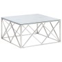 Mesa de centro plateada acero inoxidable y vidrio templado de , Mesas de centro - Ref: Foro24-349979, Precio: 236,11 €, Descu...