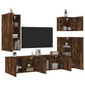 Muebles de TV de pared 5 pzas madera ingeniería roble ahumado de , Muebles TV - Ref: Foro24-3216450, Precio: 228,58 €, Descue...