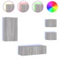 Muebles de TV de pared con luces LED 4 piezas gris Sonoma de , Muebles TV - Ref: Foro24-3216886, Precio: 173,02 €, Descuento: %