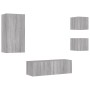 Muebles de TV de pared con luces LED 4 piezas gris Sonoma de , Muebles TV - Ref: Foro24-3216886, Precio: 173,02 €, Descuento: %