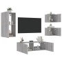 Muebles de TV de pared con luces LED 4 piezas gris Sonoma de , Muebles TV - Ref: Foro24-3216886, Precio: 173,02 €, Descuento: %