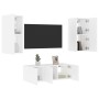 Muebles de TV de pared con LED 4 pzas madera ingeniería blanco de , Muebles TV - Ref: Foro24-3216804, Precio: 175,03 €, Descu...