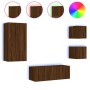 Muebles TV pared con LED 5 pzas madera ingeniería marrón roble de , Muebles TV - Ref: Foro24-3216831, Precio: 182,73 €, Descu...