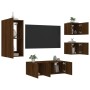 Muebles TV pared con LED 5 pzas madera ingeniería marrón roble de , Muebles TV - Ref: Foro24-3216831, Precio: 182,73 €, Descu...