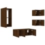 Muebles TV pared con LED 5 pzas madera ingeniería marrón roble de , Muebles TV - Ref: Foro24-3216831, Precio: 182,73 €, Descu...