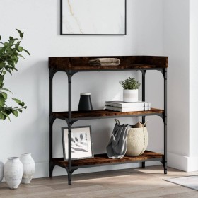 Mesa consola con estantes roble ahumado 75x30x80 cm de , Mesas auxiliares - Ref: Foro24-837814, Precio: 51,50 €, Descuento: %