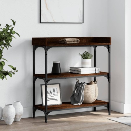Mesa consola con estantes roble marrón 75x30x80 cm de , Mesas auxiliares - Ref: Foro24-837816, Precio: 47,73 €, Descuento: %