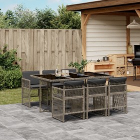Set comedor jardín 7 pzas y cojines ratán sintético gris de , Conjuntos de jardín - Ref: Foro24-3210908, Precio: 411,73 €, De...