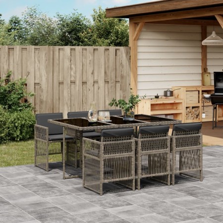 Set comedor jardín 7 pzas y cojines ratán sintético gris de , Conjuntos de jardín - Ref: Foro24-3210908, Precio: 411,73 €, De...