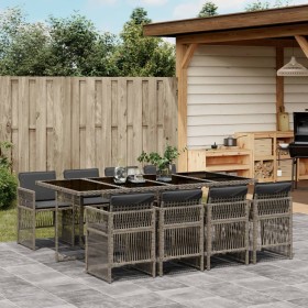 Set comedor jardín 9 pzas y cojines ratán sintético gris de , Conjuntos de jardín - Ref: Foro24-3210920, Precio: 704,55 €, De...