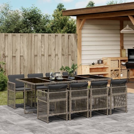 Set comedor jardín 9 pzas y cojines ratán sintético gris de , Conjuntos de jardín - Ref: Foro24-3210920, Precio: 704,55 €, De...