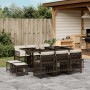 Set comedor de jardín 11 pzas y cojines ratán sintético marrón de , Conjuntos de jardín - Ref: Foro24-3210969, Precio: 558,25...