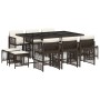 Set comedor de jardín 11 pzas y cojines ratán sintético marrón de , Conjuntos de jardín - Ref: Foro24-3210969, Precio: 558,25...