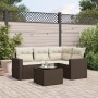 Set comedor de jardín 5 piezas y cojines ratán sintético marrón de , Sofás modulares de exterior - Ref: Foro24-3251260, Preci...