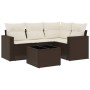 Set comedor de jardín 5 piezas y cojines ratán sintético marrón de , Sofás modulares de exterior - Ref: Foro24-3251260, Preci...