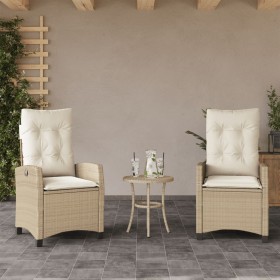 Sillones reclinables de jardín con cojines beige 2 uds ratán PE de , Sillas de jardín - Ref: Foro24-365220, Precio: 255,88 €,...