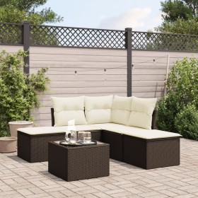 Set sofás de jardín 6 piezas y cojines ratán sintético marrón de , Conjuntos de jardín - Ref: Foro24-3217733, Precio: 318,21 ...