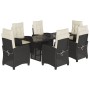 Set de comedor de jardín 7 pzas y cojines ratán sintético negro de , Conjuntos de jardín - Ref: Foro24-3212680, Precio: 819,3...