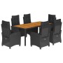 Set de comedor de jardín 7 pzas y cojines ratán sintético negro de , Conjuntos de jardín - Ref: Foro24-3212910, Precio: 954,4...