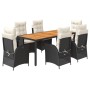 Set de comedor de jardín 7 pzas y cojines ratán sintético negro de , Conjuntos de jardín - Ref: Foro24-3213091, Precio: 830,7...