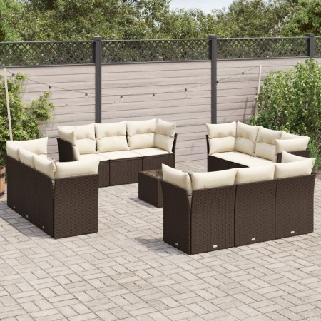 Set de sofás de jardín con cojines 13 piezas ratán PE marrón de , Conjuntos de jardín - Ref: Foro24-3249182, Precio: 991,96 €...