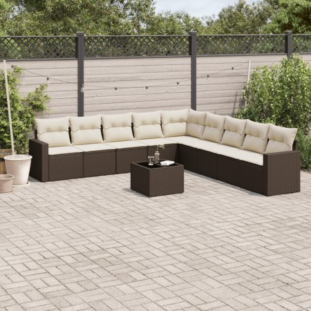 Set de sofás de jardín 10 pzas y cojines ratán sintético marrón de , Sofás modulares de exterior - Ref: Foro24-3251440, Preci...