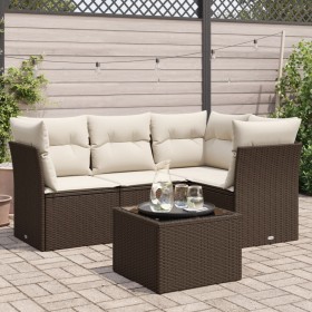 Set comedor de jardín 5 piezas y cojines ratán sintético marrón de , Conjuntos de jardín - Ref: Foro24-3249432, Precio: 353,0...