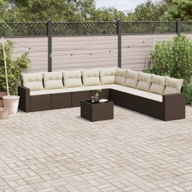 Set de sofás de jardín 10 pzas y cojines ratán sintético marrón de , Conjuntos de jardín - Ref: Foro24-3219093, Precio: 613,1...