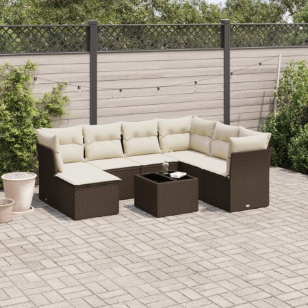 Set sofás de jardín 8 piezas y cojines ratán sintético marrón de , Conjuntos de jardín - Ref: Foro24-3218003, Precio: 499,20 ...
