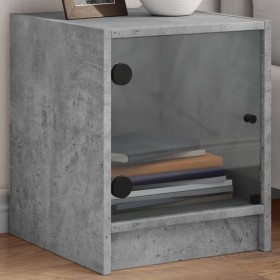Mesita de noche con puerta de vidrio gris hormigón 35x37x42 cm de , Mesitas de noche - Ref: Foro24-836349, Precio: 32,36 €, D...