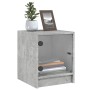 Mesita de noche con puerta de vidrio gris hormigón 35x37x42 cm de , Mesitas de noche - Ref: Foro24-836349, Precio: 32,36 €, D...