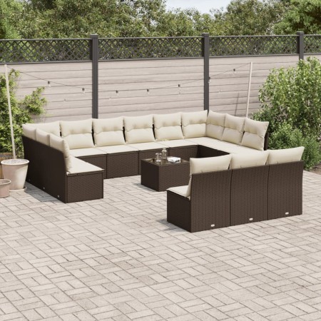 Set sofás de jardín 14 pzas con cojines ratán sintético marrón de , Conjuntos de jardín - Ref: Foro24-3218403, Precio: 899,22...