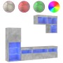 Muebles TV pared con LED 6 pzas madera ingeniería gris hormigón de , Muebles TV - Ref: Foro24-3216735, Precio: 204,64 €, Desc...