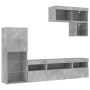 Muebles TV pared con LED 6 pzas madera ingeniería gris hormigón de , Muebles TV - Ref: Foro24-3216735, Precio: 204,64 €, Desc...