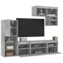 Muebles TV pared con LED 6 pzas madera ingeniería gris hormigón de , Muebles TV - Ref: Foro24-3216735, Precio: 204,64 €, Desc...