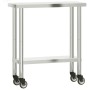 Mesa de trabajo de cocina con ruedas acero inox 82,5x30x85 cm de , Restauración - Ref: Foro24-376460, Precio: 129,72 €, Descu...