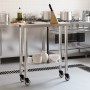 Mesa de trabajo de cocina con ruedas acero inox 82,5x30x85 cm de , Restauración - Ref: Foro24-376460, Precio: 129,72 €, Descu...